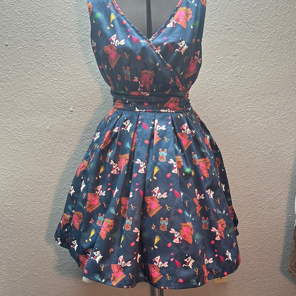 LINDY BOP Sofia Graffiti Animals Sleeveless Rockabilly Dress US 8